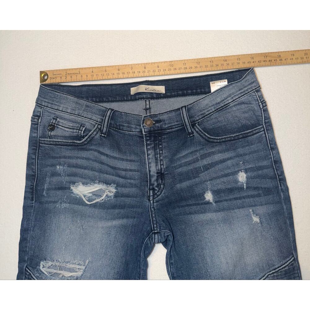 Kancan women’s distressed moto ankle raw hem blue jeans - Picture 8 of 15